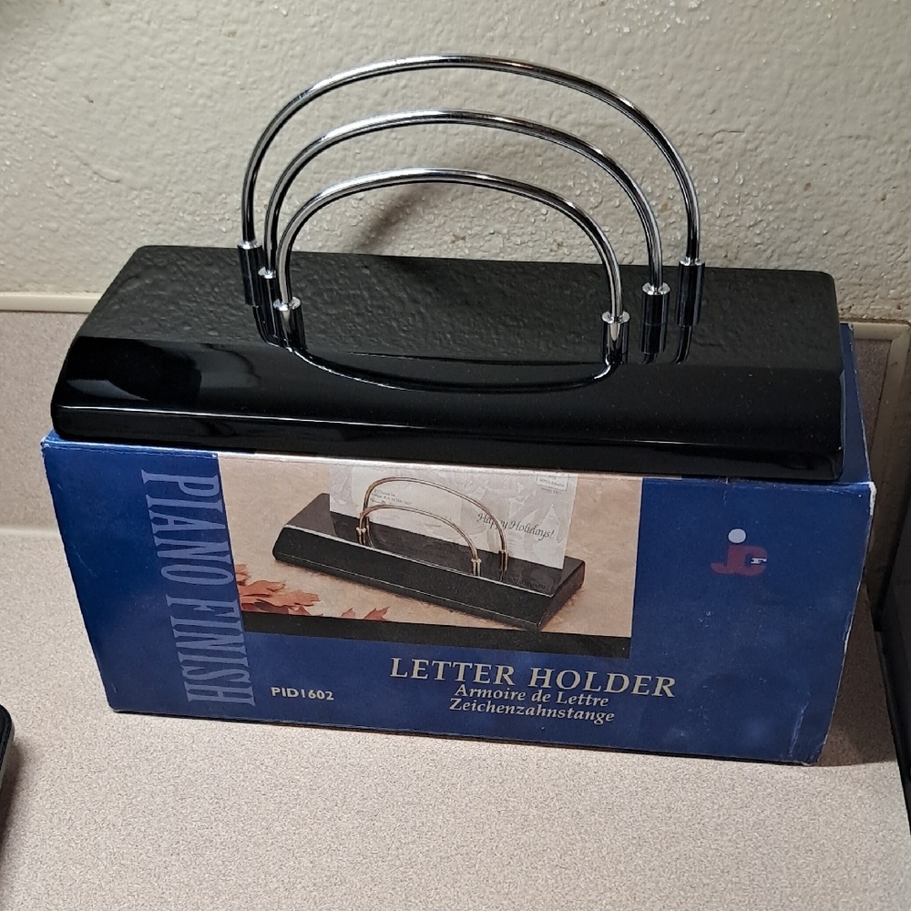 Elegant Black and Silver Letter Holder